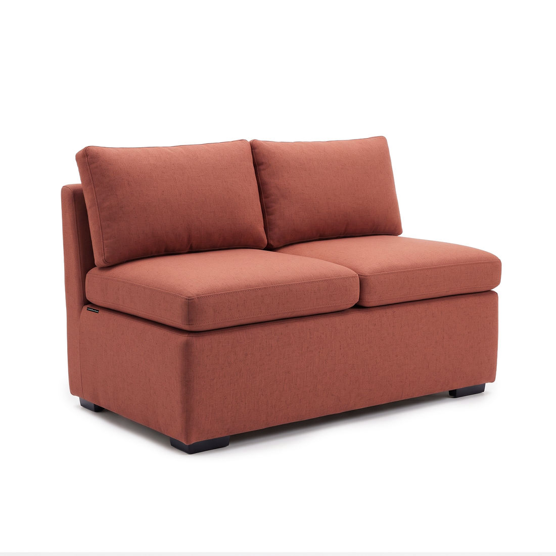 Full terracotta loveseat shown from the front three-quarter angle