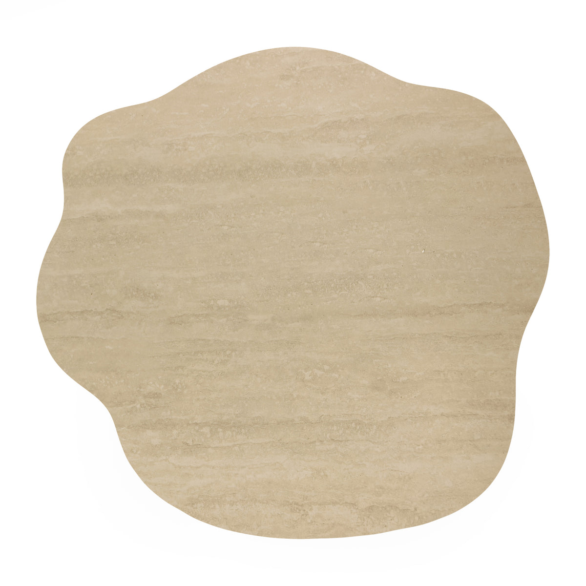 Organic-shaped beige tabletop or surface on a white background
