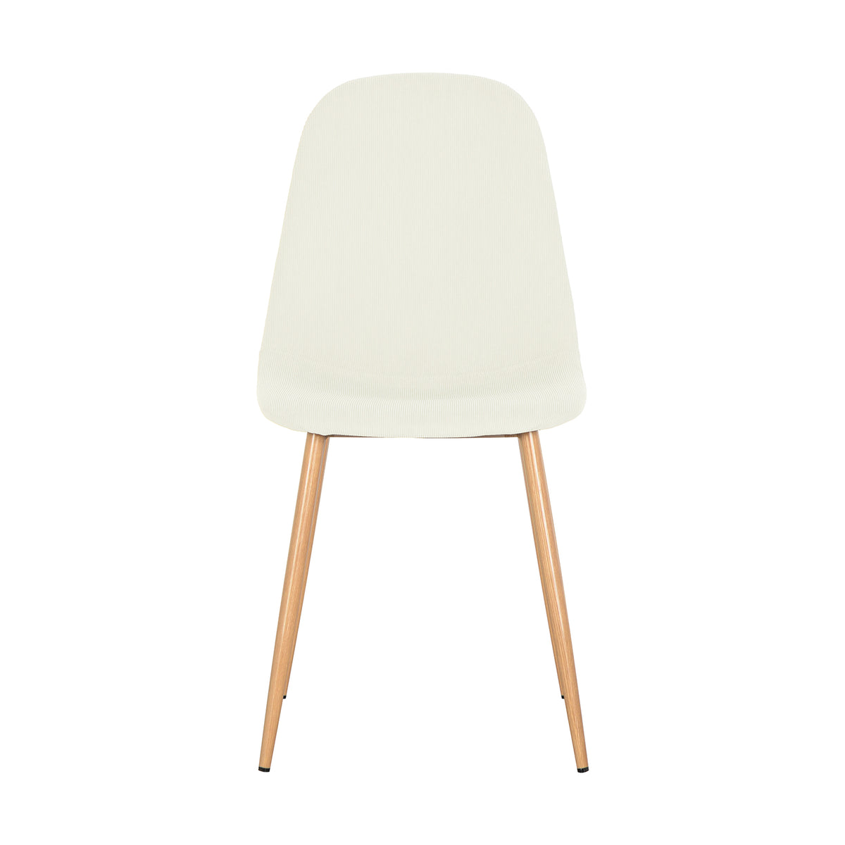 Florida Corduroy Fabric Dining Chairs Set of 4 in Sand feature cream-colored upholstered seats and backs with lightly angled light wood legs, offering a minimalist design perfect for modern dining spaces.