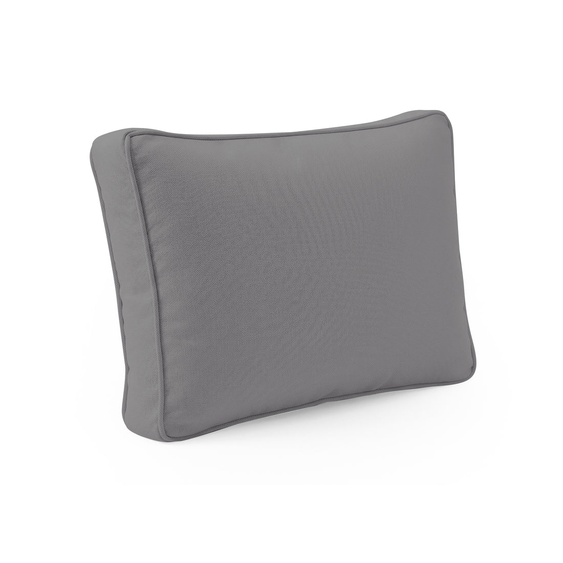 Vernon Outdoor Cushion Covers Set of 5 in Grey, featuring a solid medium-gray fabric with clean piped edges and textured weave, designed for durable outdoor use, shown against a white background.
