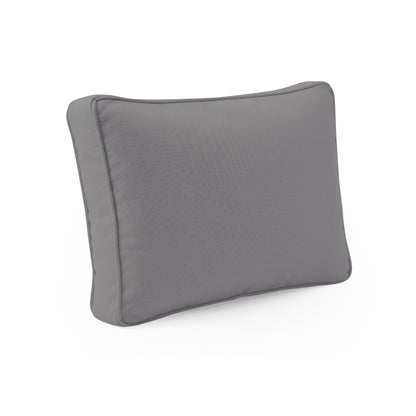 Vernon Outdoor Cushion Covers Set of 5 in Grey, featuring a solid medium-gray fabric with clean piped edges and textured weave, designed for durable outdoor use, shown against a white background.