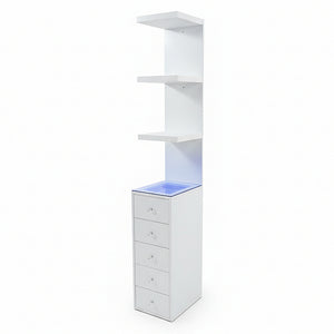 Isobel LED Makeup Storage Shelf with Drawers in White