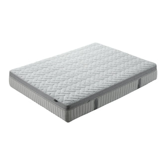 Full rectangular mattress with quilted surface on a white background