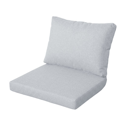 Two-piece light grey cushion set on white background
