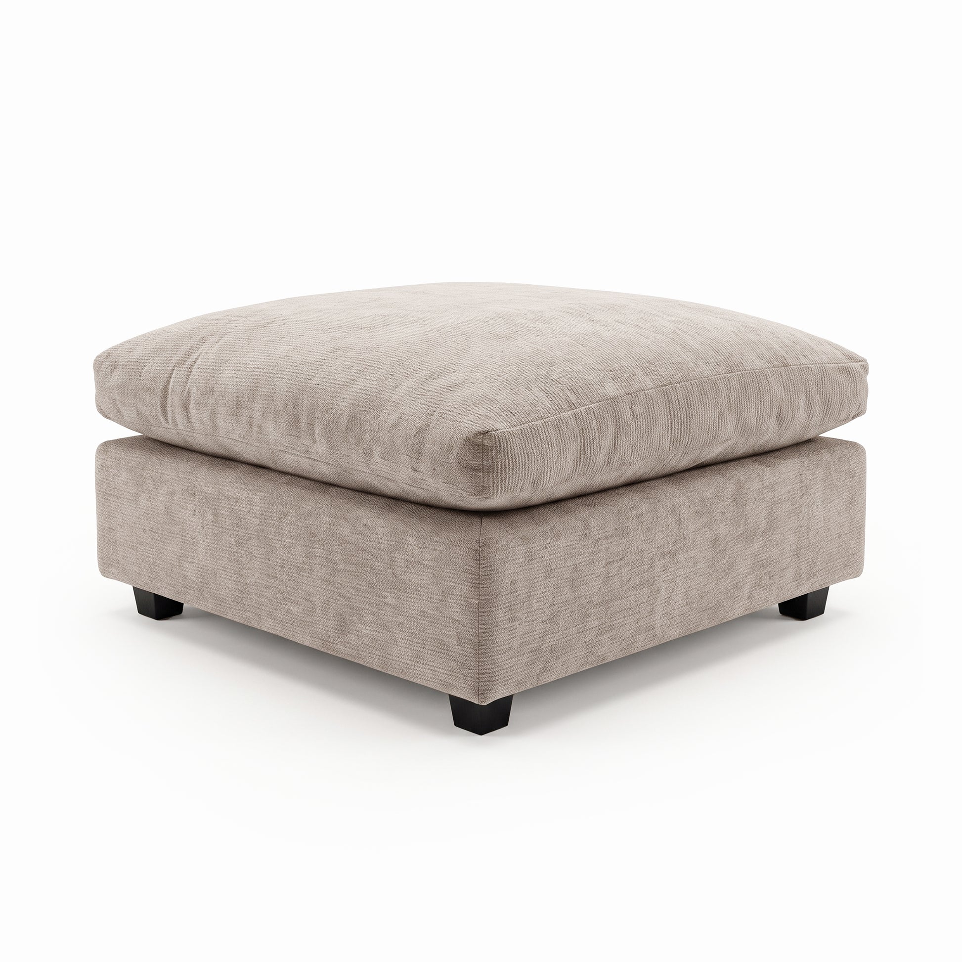 Beige square ottoman on white background