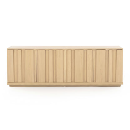 Light wood geometric sideboard on a white background
