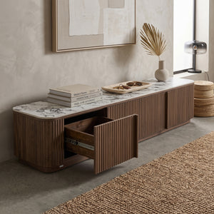 Viola 200cm Sintered Stone TV Unit with Storage in Walnut