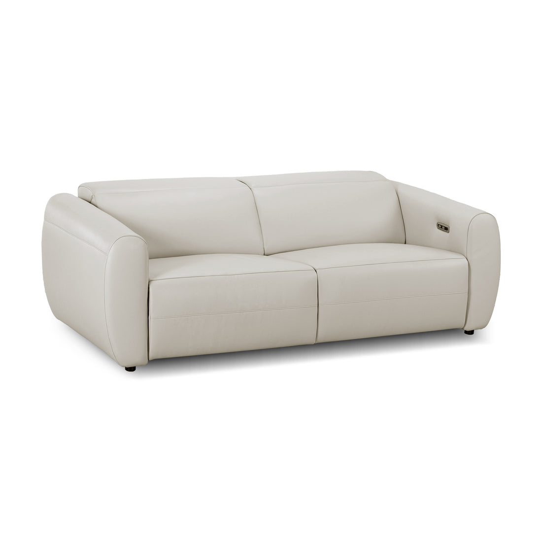 Contemporary light beige two-seater sofa on a white background