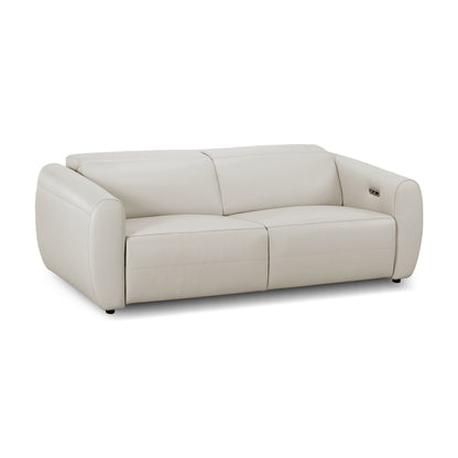 Contemporary light beige two-seater sofa on a white background