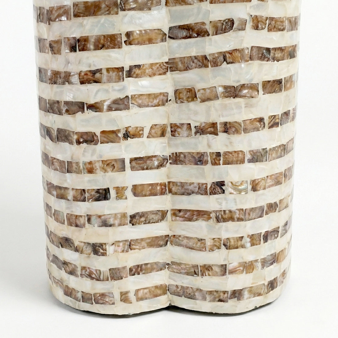 Close-up mosaic tile pattern on side of table