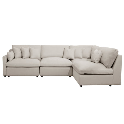 Light beige sectional sofa on white background