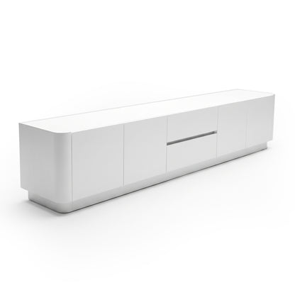 Long white sideboard or TV console on a white background