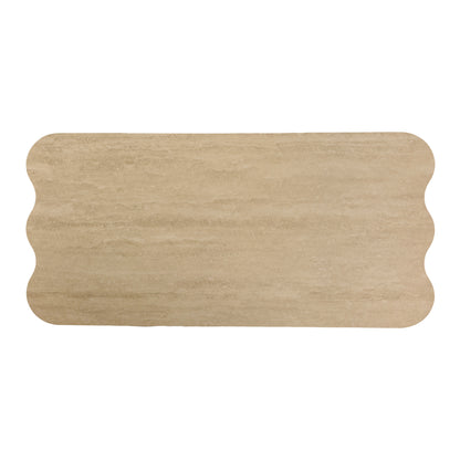 Beige rectangular stone-like table or slab on white background