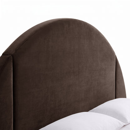 Close-up of the upholstered headboard of a modern bed on white background