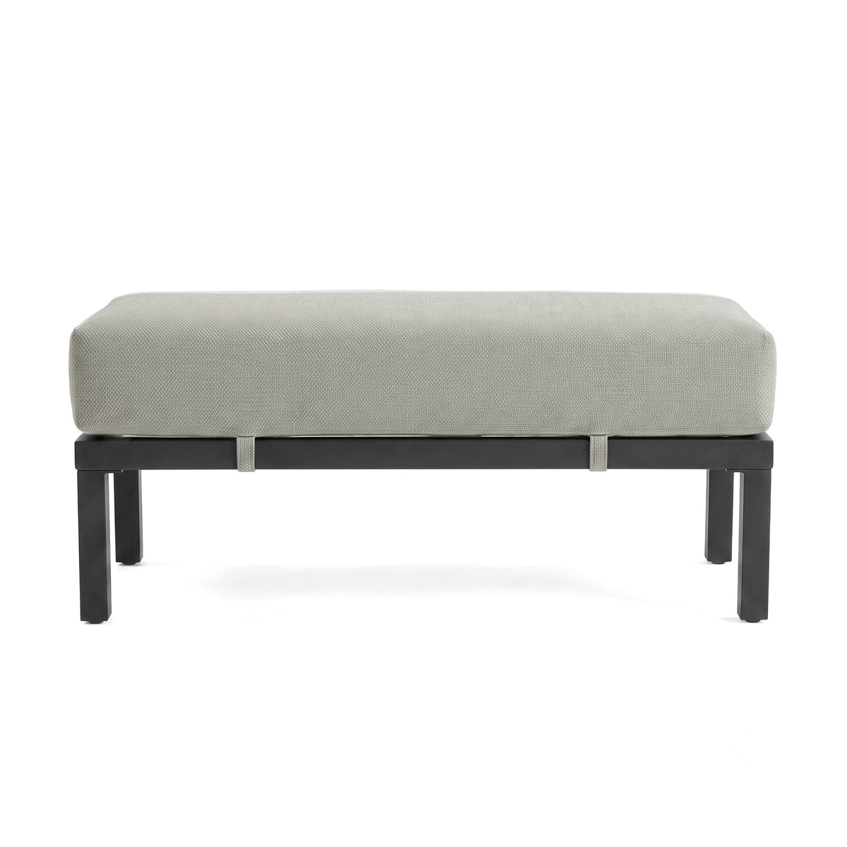 Modern upholstered bench on white background