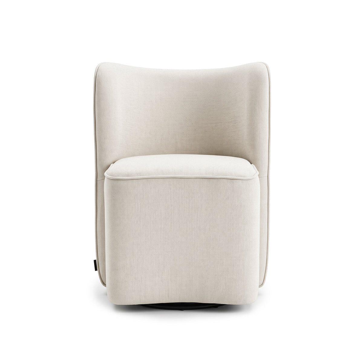 A modern light beige accent chair isolated on a white background