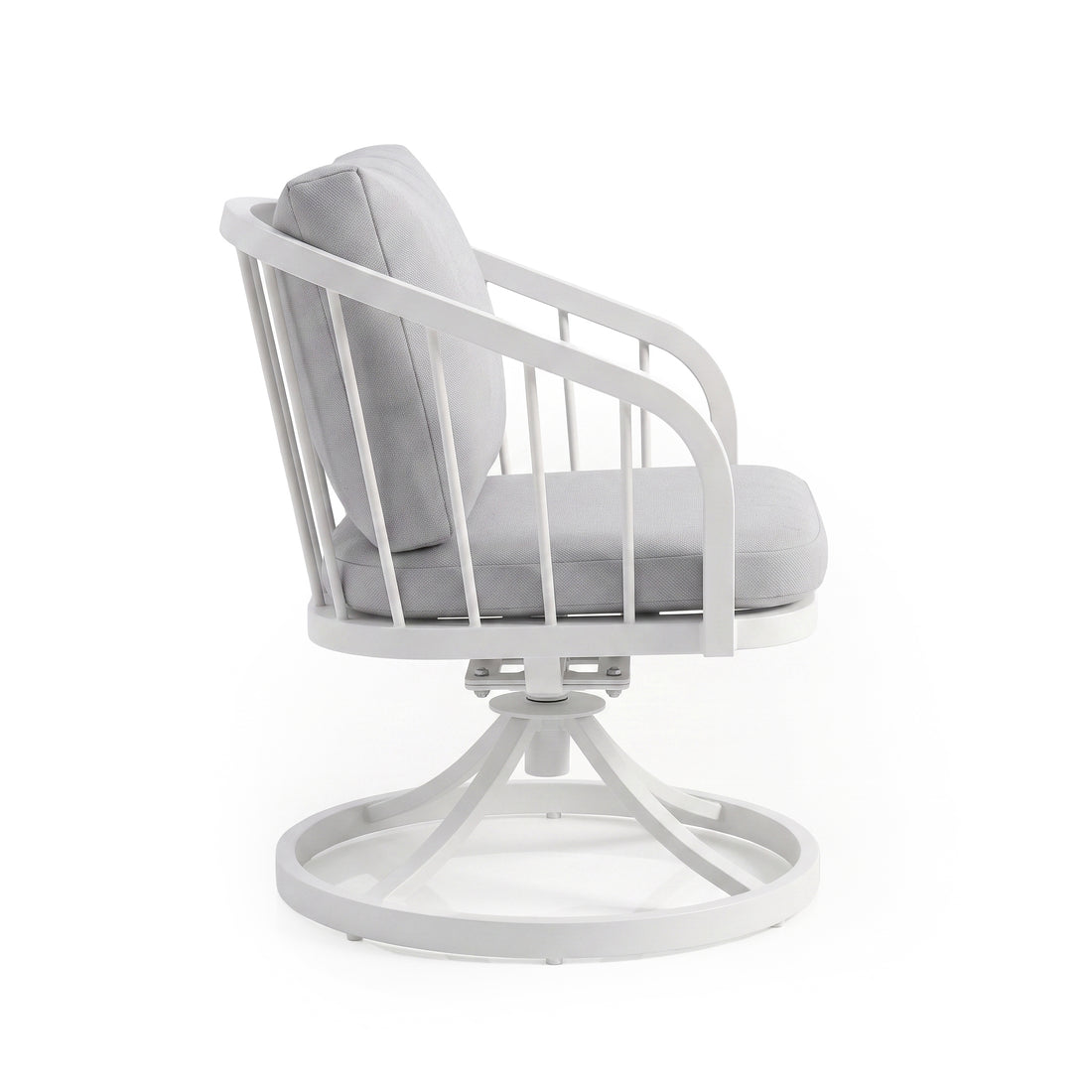 Side view of swivel chair on white background