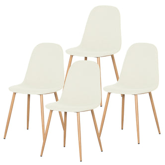 Four modern dining chairs on a white background