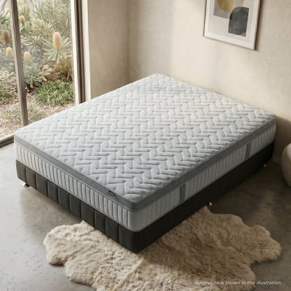 Mattress in a bright modern bedroom with natural light