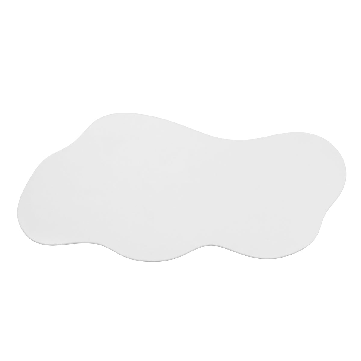 Irregularly shaped flat white item on a white background