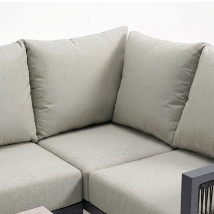 Corner section of a modular sofa on white background