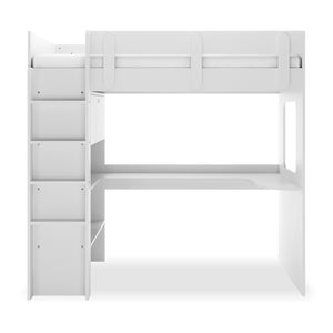 Hann Kids Single Loft Bed Desk Storage in White