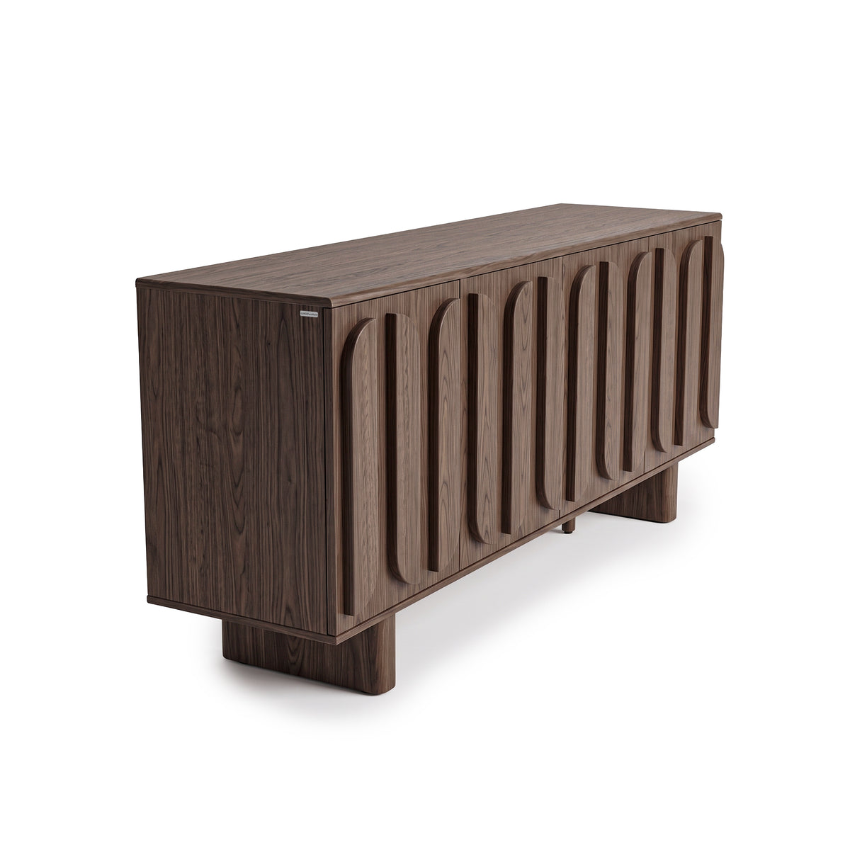 Modern dark wood sideboard photographed on a white background.
