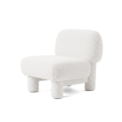 Modern plush accent chair on white background