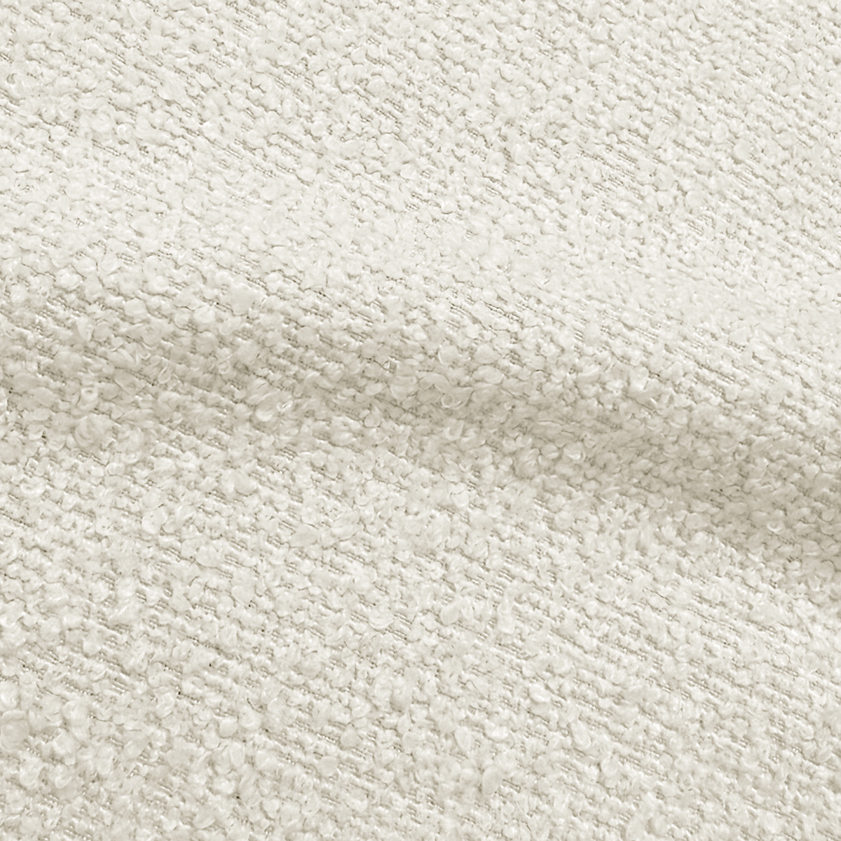 Close-up texture of off-white boucle upholstery fabric