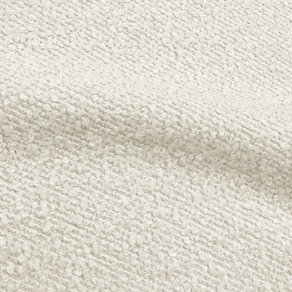 Close-up texture of off-white boucle upholstery fabric