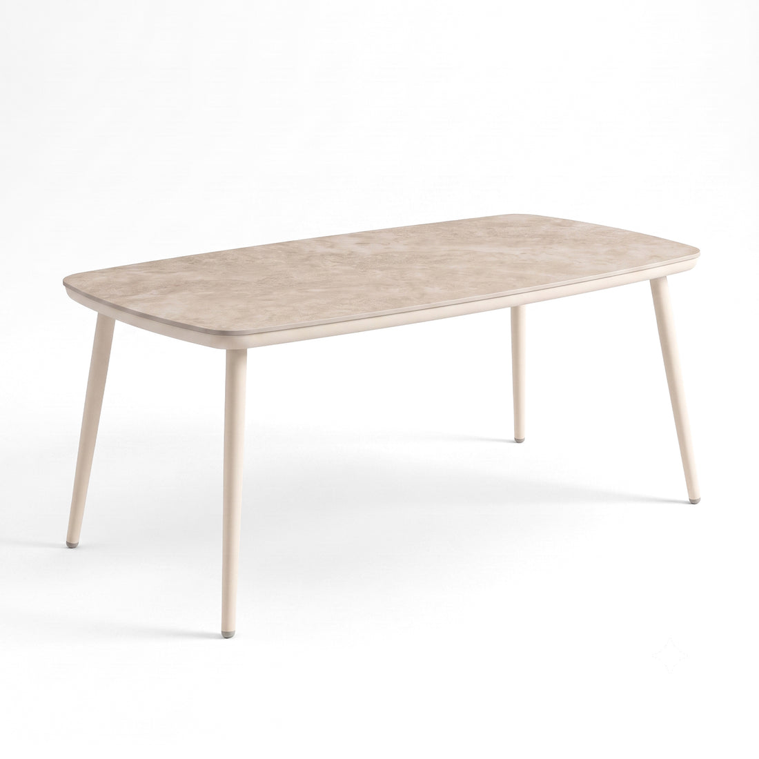 Minimalist rectangular table on a white background