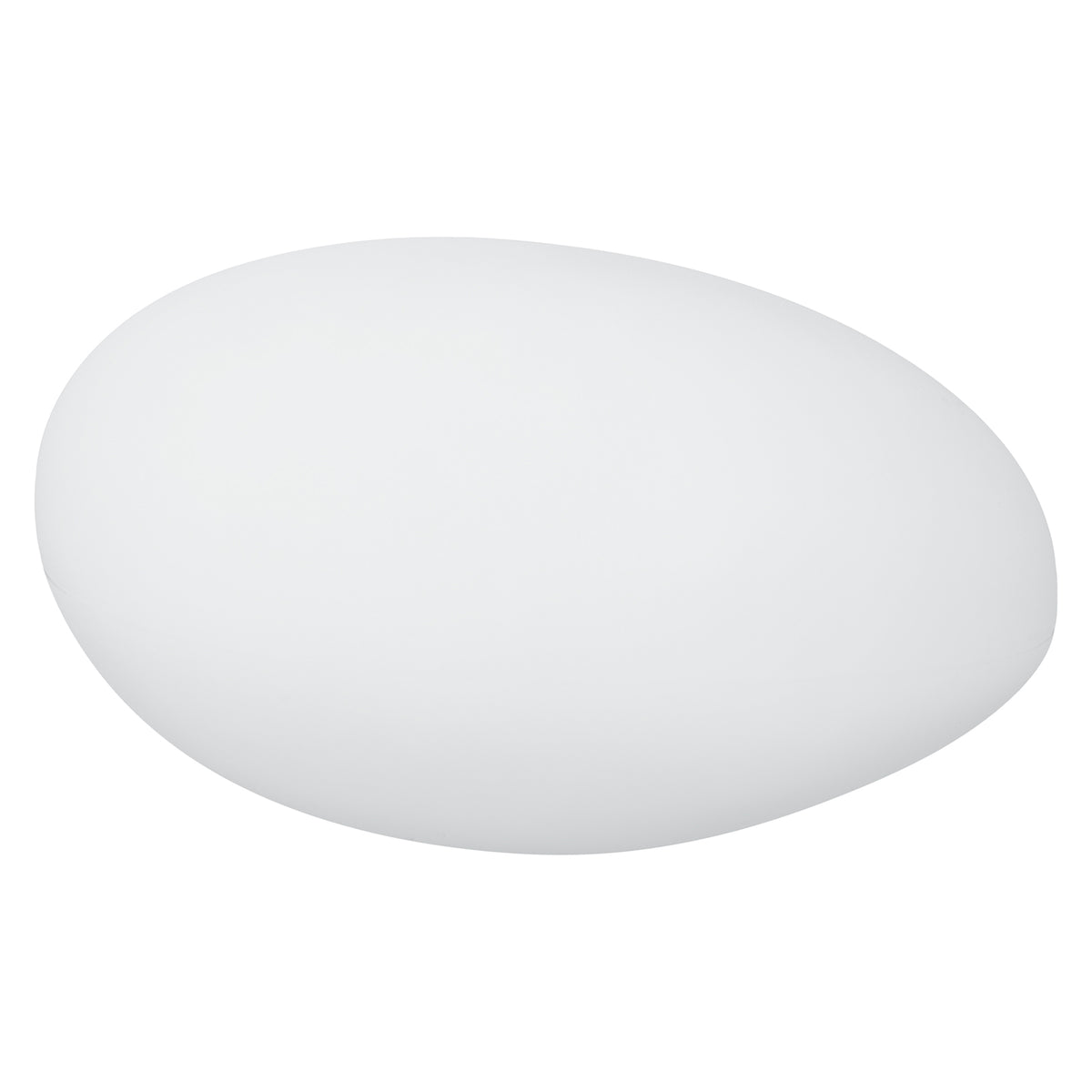 Solar Charging Outdoor LED Rock Light Waterproof Stone Lamp, resembling a smooth, white oval pebble, appears floating on a white background, highlighting its seamless garden integration and ambient lighting capabilities.