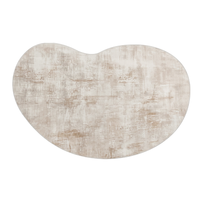 Abstract kidney-shaped neutral rug or mat on a white background