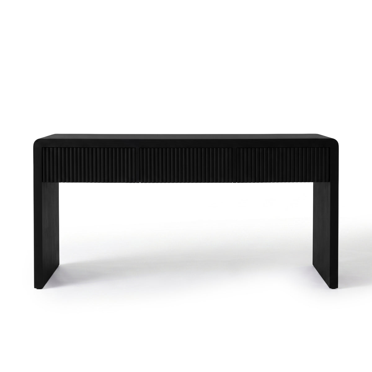 Minimalist black desk on a white background