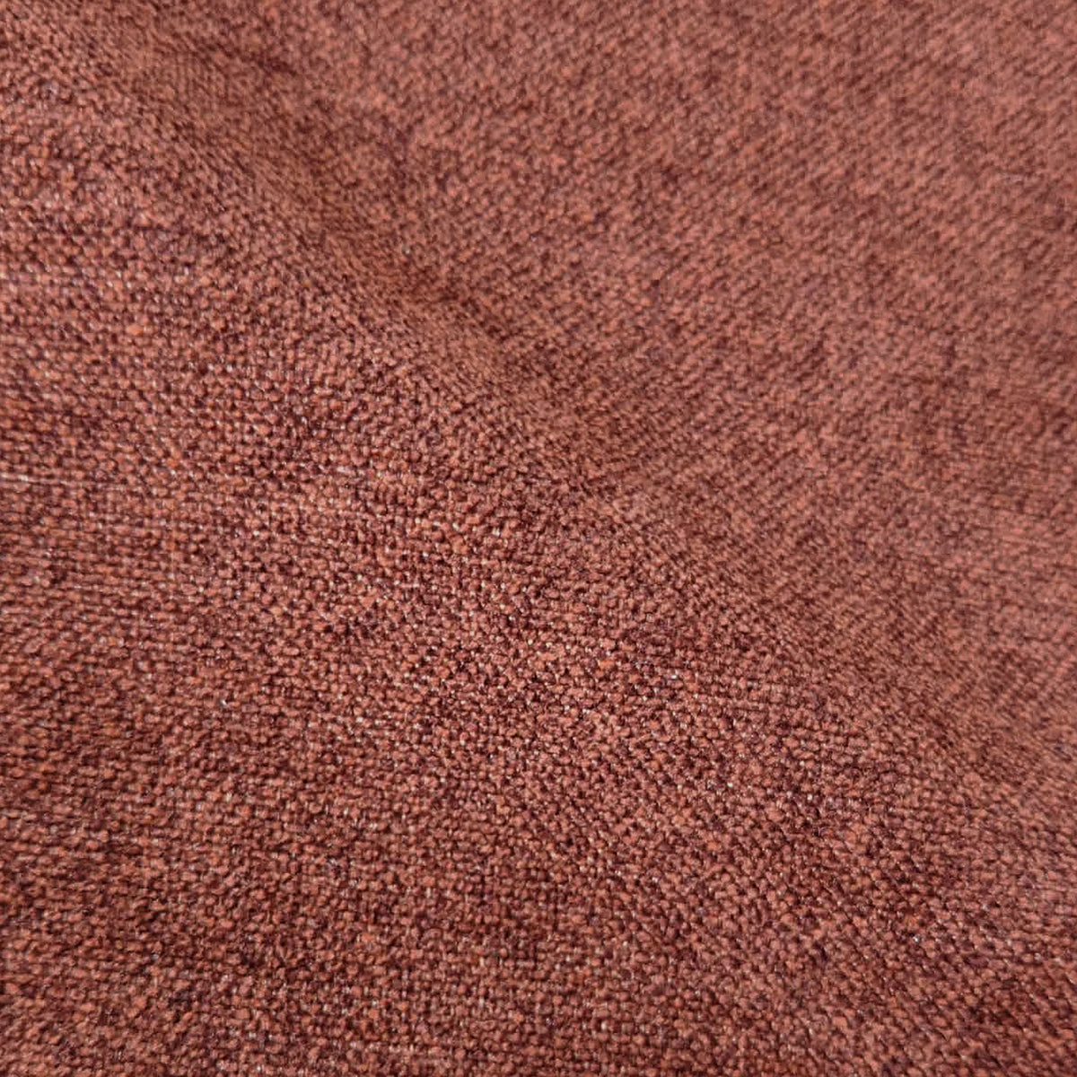 Macro close-up of rust terracotta woven upholstery fabric