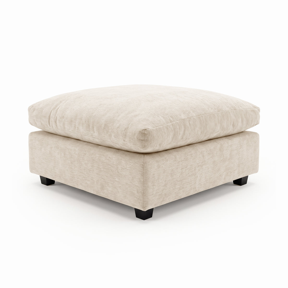 Large beige ottoman on white background
