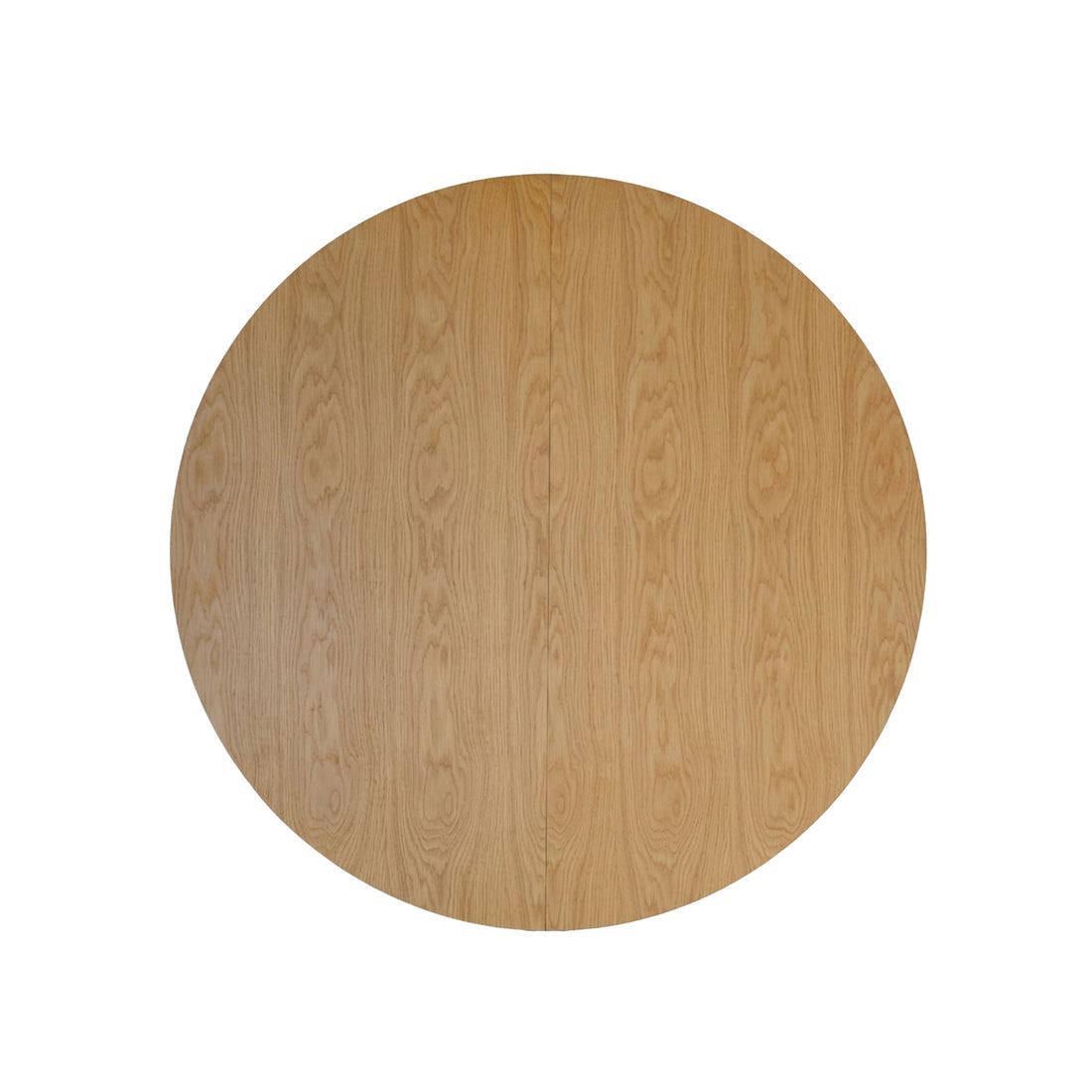 Top view of a circular wooden tabletop on a white background