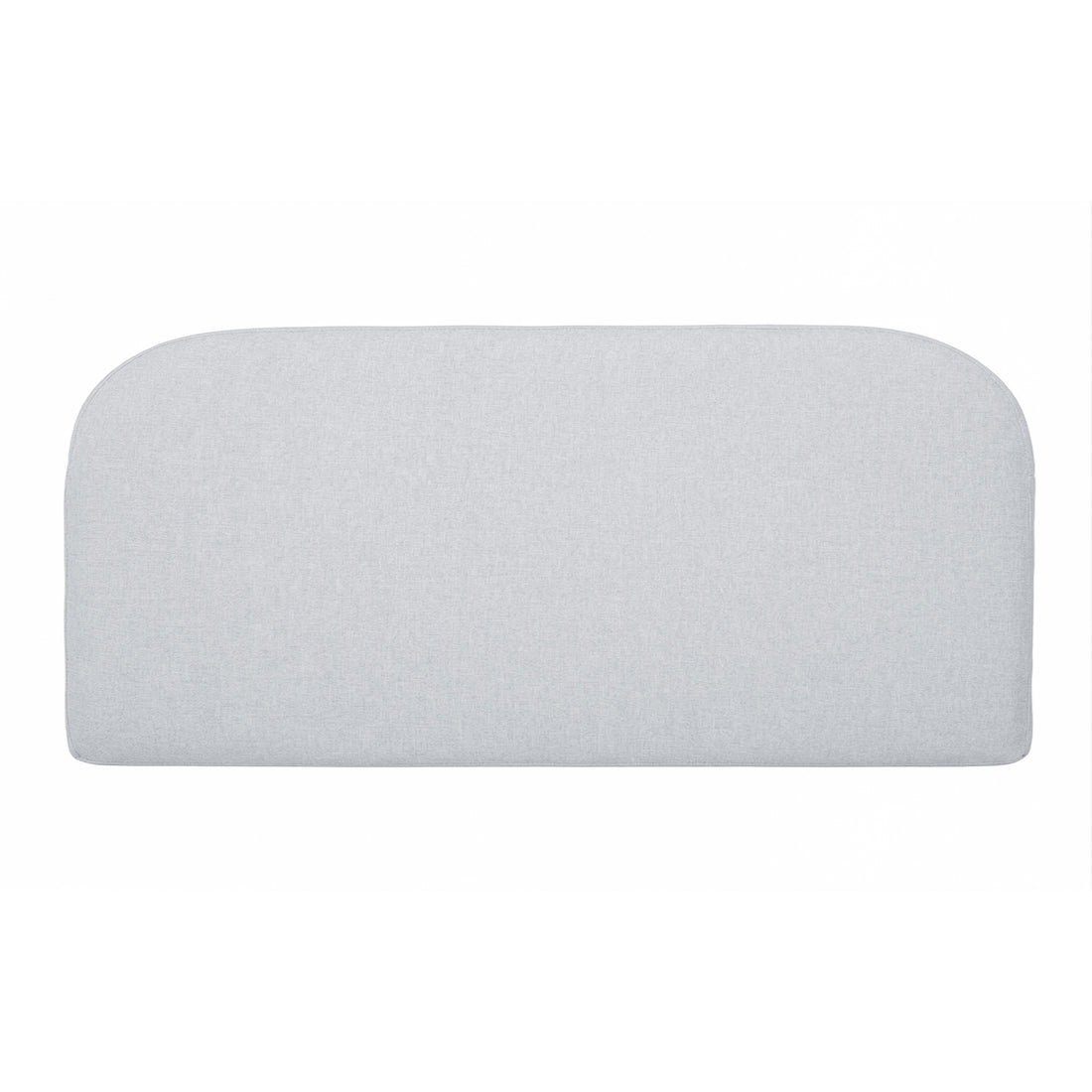 Light grey rectangular cushion with rounded top corners on a white background