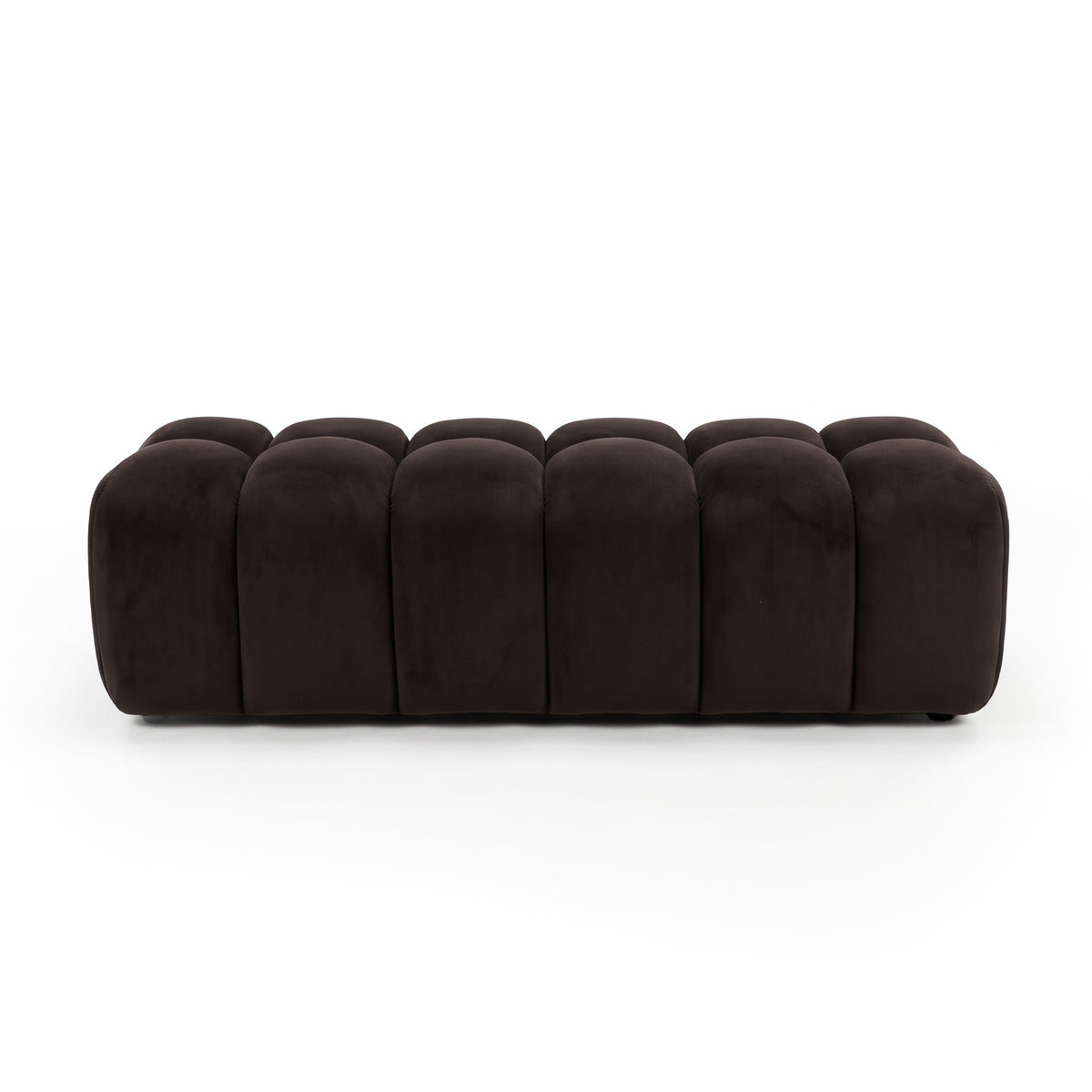Chocolate brown modular ottoman bench on a white background.