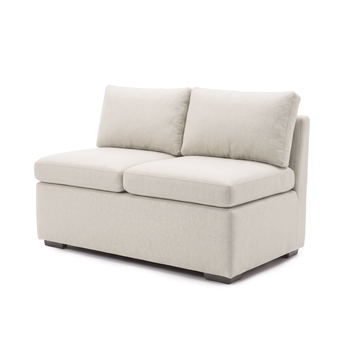 Cream two-seat modular sofa section photographed on a white background