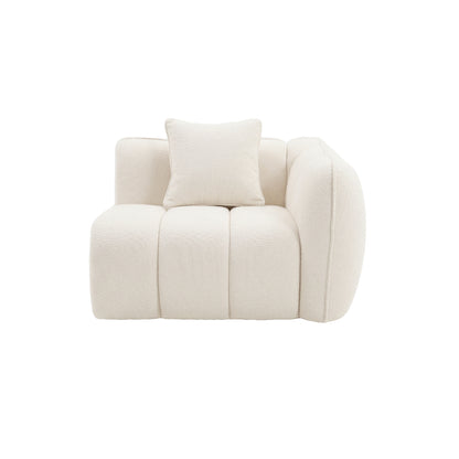 Off-white modular sofa chair with a matching pillow on white background