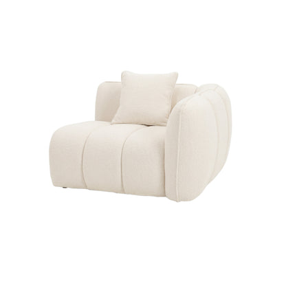 Armless cream accent chair with horizontal seam details and matching pillow on white background