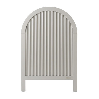 Light gray crib panel with grooves on white background
