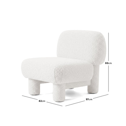 Modern accent chair with dimension measurements