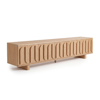 Light wood modern sideboard on a white background