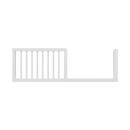 White toddler bed guard rail on white background