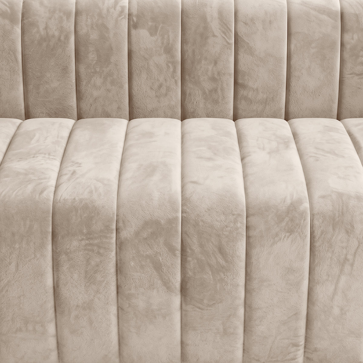 Close-up of beige channel-tufted upholstery
