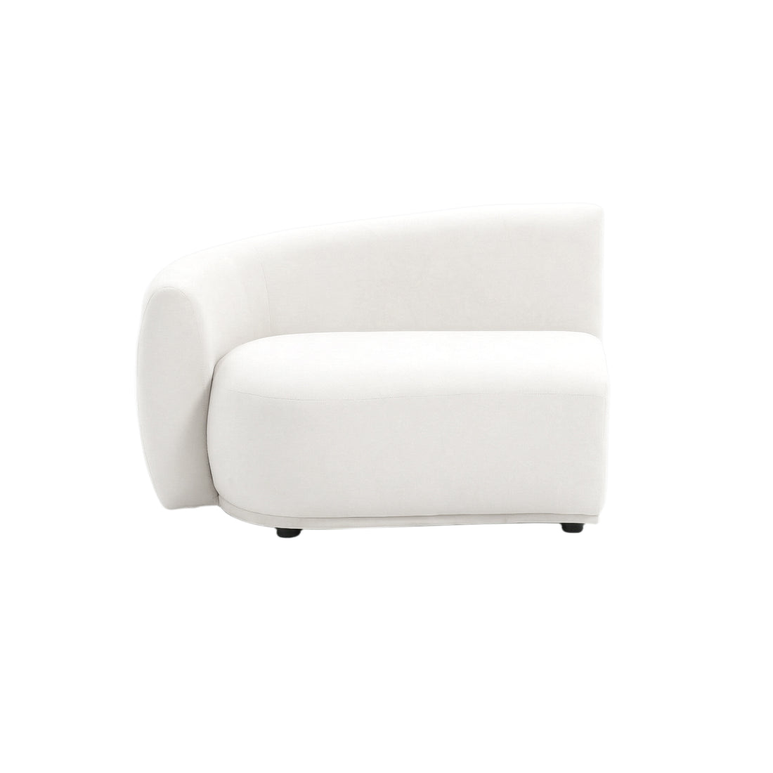 Armless white sectional sofa piece on white background