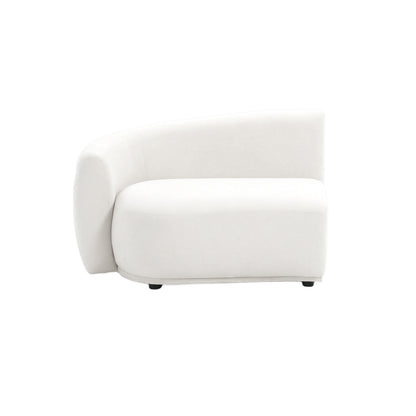 Armless white sectional sofa piece on white background