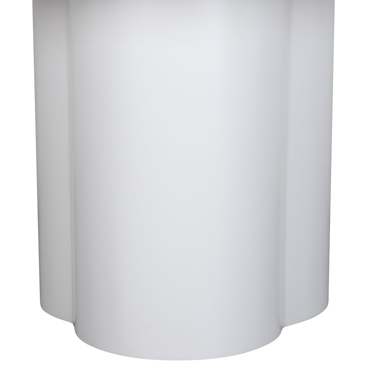 Cece 120cm Round Wooden Dining Table in White, showcasing a smooth, white, three-lobed pedestal base, exuding modern simplicity and compact elegance, ideal for intimate dining spaces.